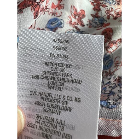 Susan Graver Medium Topper Shirt Tunic Top Vest Chiffon Peach Fuzz Printed Patch - Picture 13 of 13